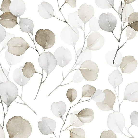 Galerie Wallcoverings Flora Eucalyptus Trailing Leaf Vinyl on Non-woven Matte Wallpaper Roll 33 feet x 21 inches - Silver
