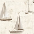 thumbnail image 1 of Galerie Wallcoverings  Global Fusion Nautical Sailboats Non-woven Matte Wallpaper Roll 33 feet long x 21 inches wide - Beige, 1 of 4