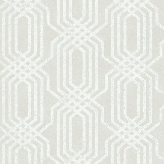 Galerie Wallcoverings Hotel Embossed Geometric Trellis Non-woven Glitter Wallpaper Roll 33 feet x 21 inches - Beige