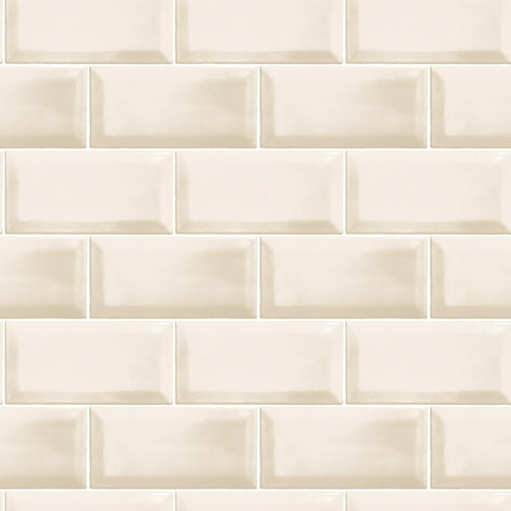 Galerie Wallcoverings Just Kitchens Metro Tile Vinyl on Non-woven Matte Wallpaper Roll 33 feet x 21 inches - Beige