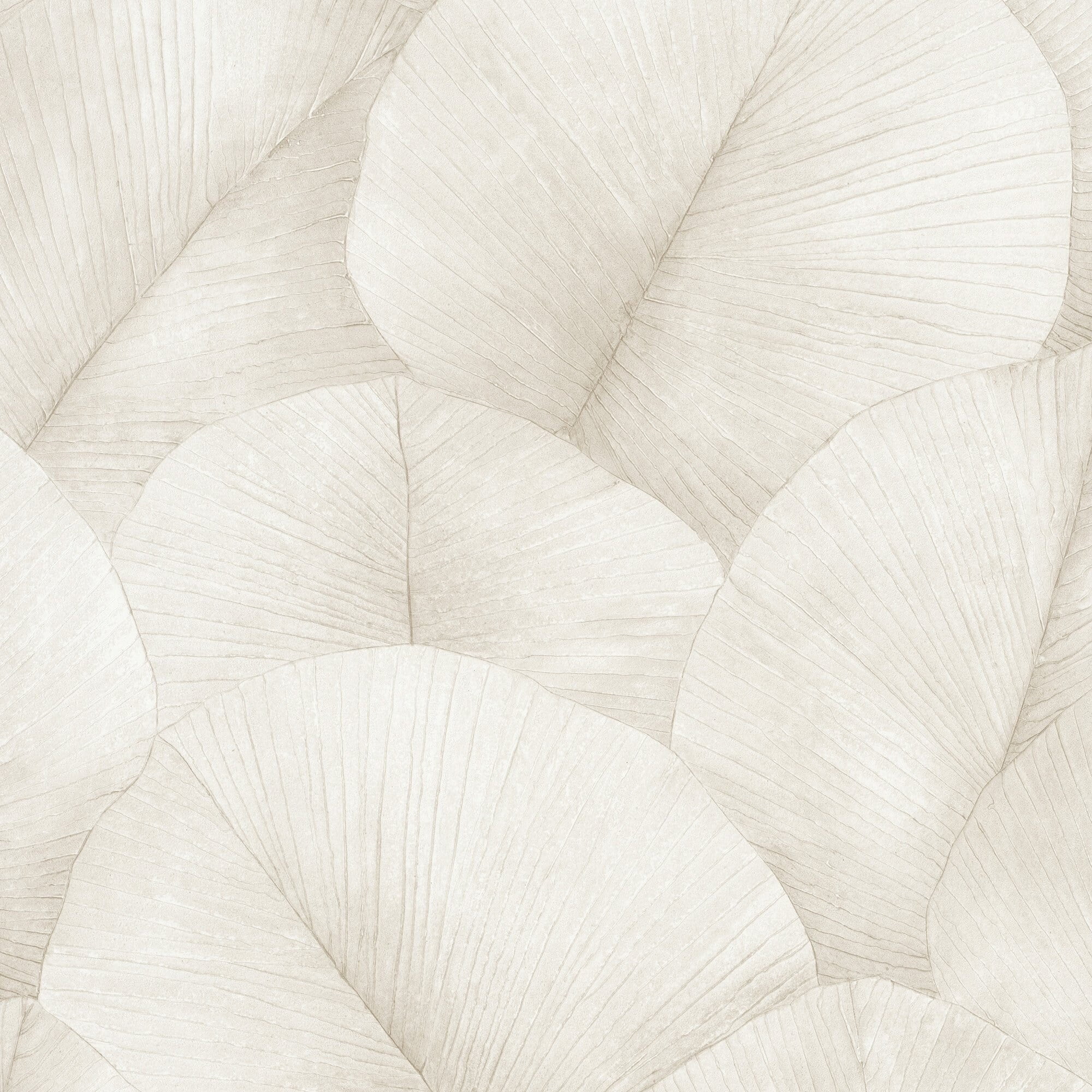 Ivory Embossed 3D Palm Leaf Non-Pasted Vinyl Wallpaper Roll