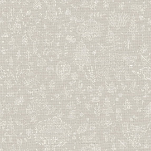 Galerie Wallcoverings Little Explorers 2 Forest Kingdom Non-woven Matte Wallpaper Roll 33 feet x 21 inches - Grey