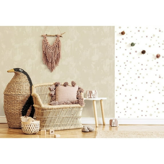 Galerie Wallcoverings Little Explorers 2 Stars Non-woven Matte Wallpaper Roll 33 feet x 21 inches - Pink