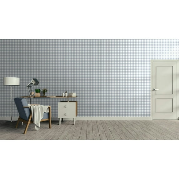 Galerie Wallcoverings Little Explorers 2 Tartan Boom Non-woven Matte Wallpaper Roll 33 feet x 21 inches - Blue