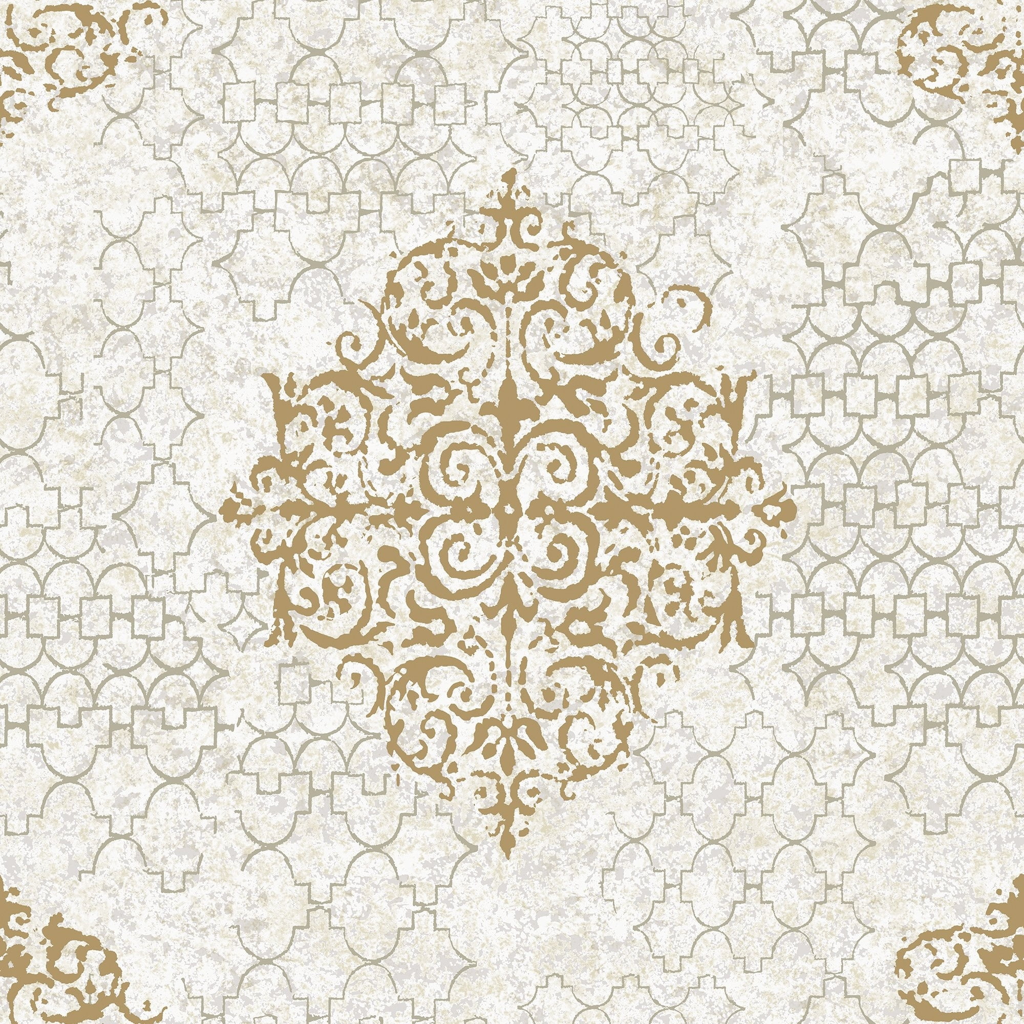 Bronze and Cream 3D Embossed Damask Wallpaper Roll