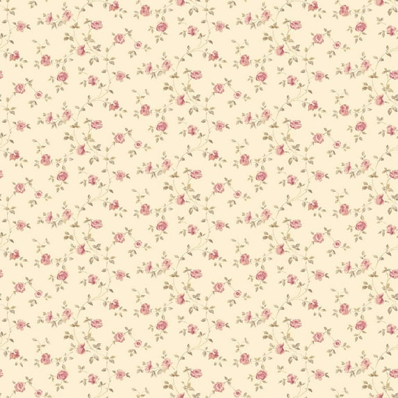 Galerie Wallcoverings Miniatures 2 Miniature Rose Trellis Design Vinyl on Non-woven Matte Wallpaper Roll 33 feet x 21 inches - Red