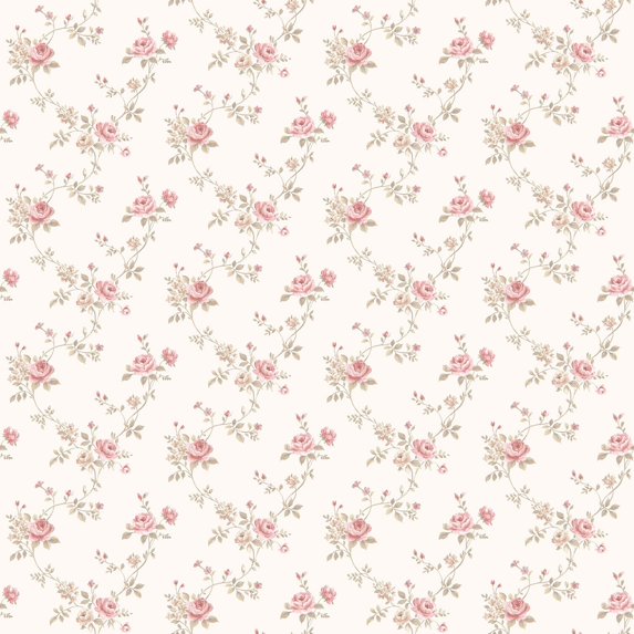 Galerie Wallcoverings Miniatures 2 Rose Floral Trail Design Vinyl on Non-woven Matte Wallpaper Roll 33 feet x 21 inches - Green