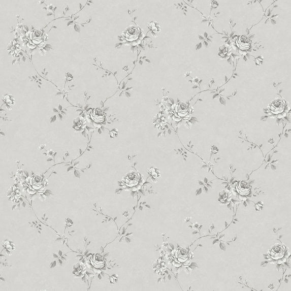 Galerie Wallcoverings Palazzo Collection Delicate Floral Vinyl on Non-woven Matte Wallpaper Roll 33 feet x 21 inches - Silver