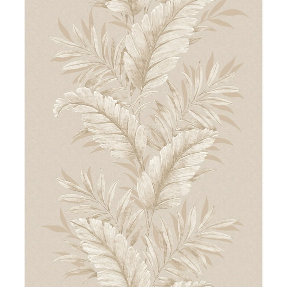 Galerie Wallcoverings Palazzo Collection Fern Stripe Vinyl on Non-woven Matte Wallpaper Roll 33 feet x 21 inches - Off White