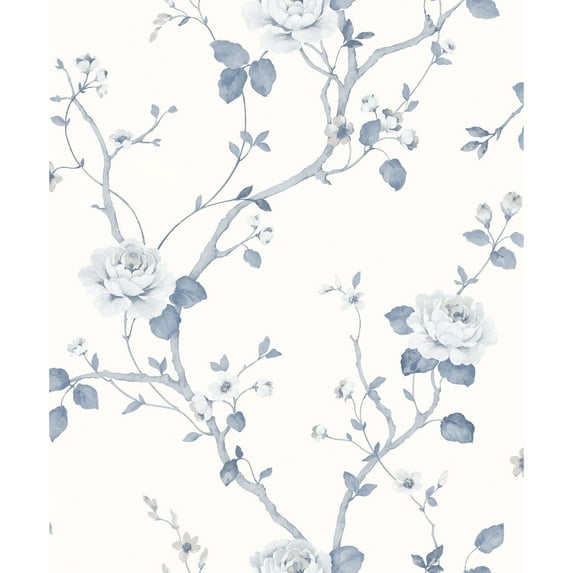 Galerie Wallcoverings Palazzo 2 Luisella Floral Vine Vinyl on Non-woven Matte Wallpaper Roll 33 feet x 21 inches - Blue