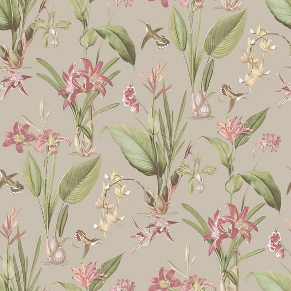 Galerie Wallcoverings Secret Garden Botanical Floral Non-woven Matte Wallpaper Roll 33 feet x 21 inches - Beige