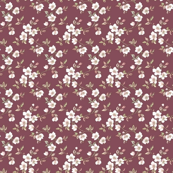 Galerie Wallcoverings Secret Garden Delicate Flower Trail Non-woven Matte Wallpaper Roll 33 feet x 21 inches - Red