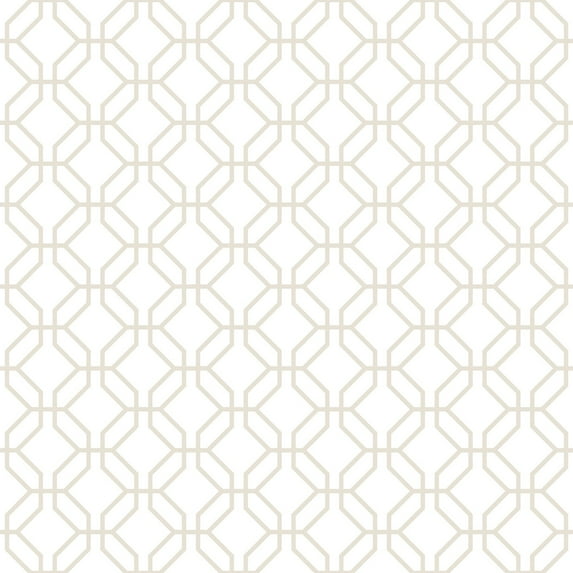 Galerie Wallcoverings Secret Garden Octogonal Trellis Non-woven Matte Wallpaper Roll 33 feet x 21 inches - Beige
