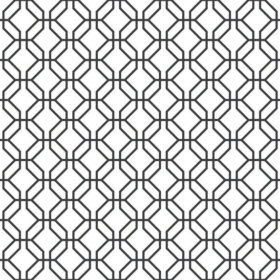 Galerie Wallcoverings Secret Garden Octogonal Trellis Non-woven Matte Wallpaper Roll 33 feet x 21 inches - Black