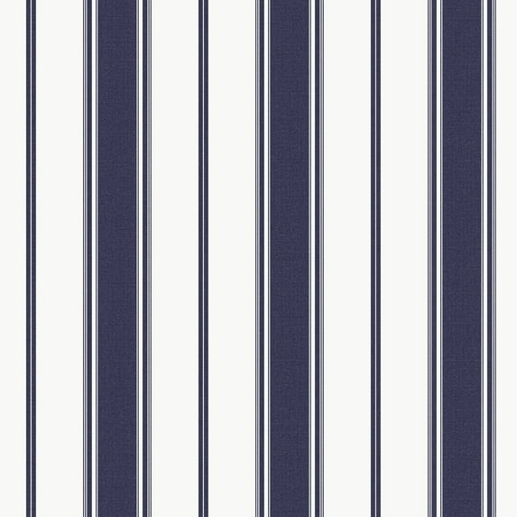 Galerie Wallcoverings Smart Stripes 3 Heritage Stripe Vinyl on Non-woven Matte Wallpaper Roll 33 feet long x 21 inches wide - Navy/White