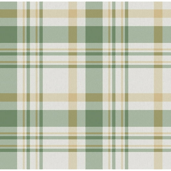 Galerie Wallcoverings Spring Blossom Check Plaid Non-woven Matte Wallpaper Roll 33 feet x 21 inches - Green