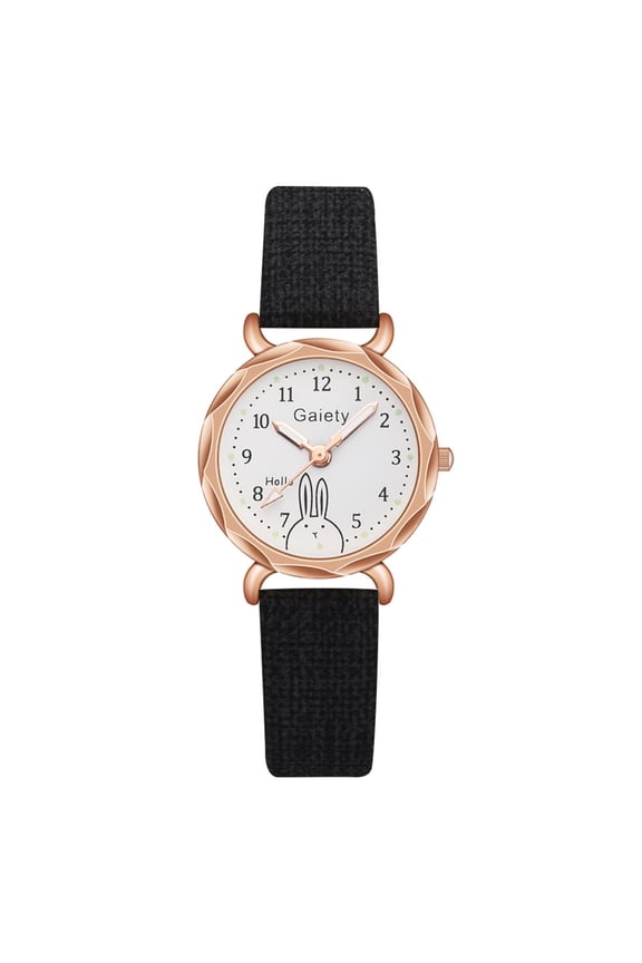 Galety Sleek Fashion With Strap Dial Women's Quartz Watch, Casual Trendy Dress Watch for Women, 26mm Alloy Case Pin Buckle Gift Watch for Wife Friend, Black