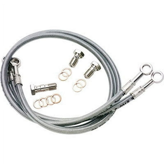 Galfer Front Steel Braided Brake Line Standard Length Clear/Silver For Honda