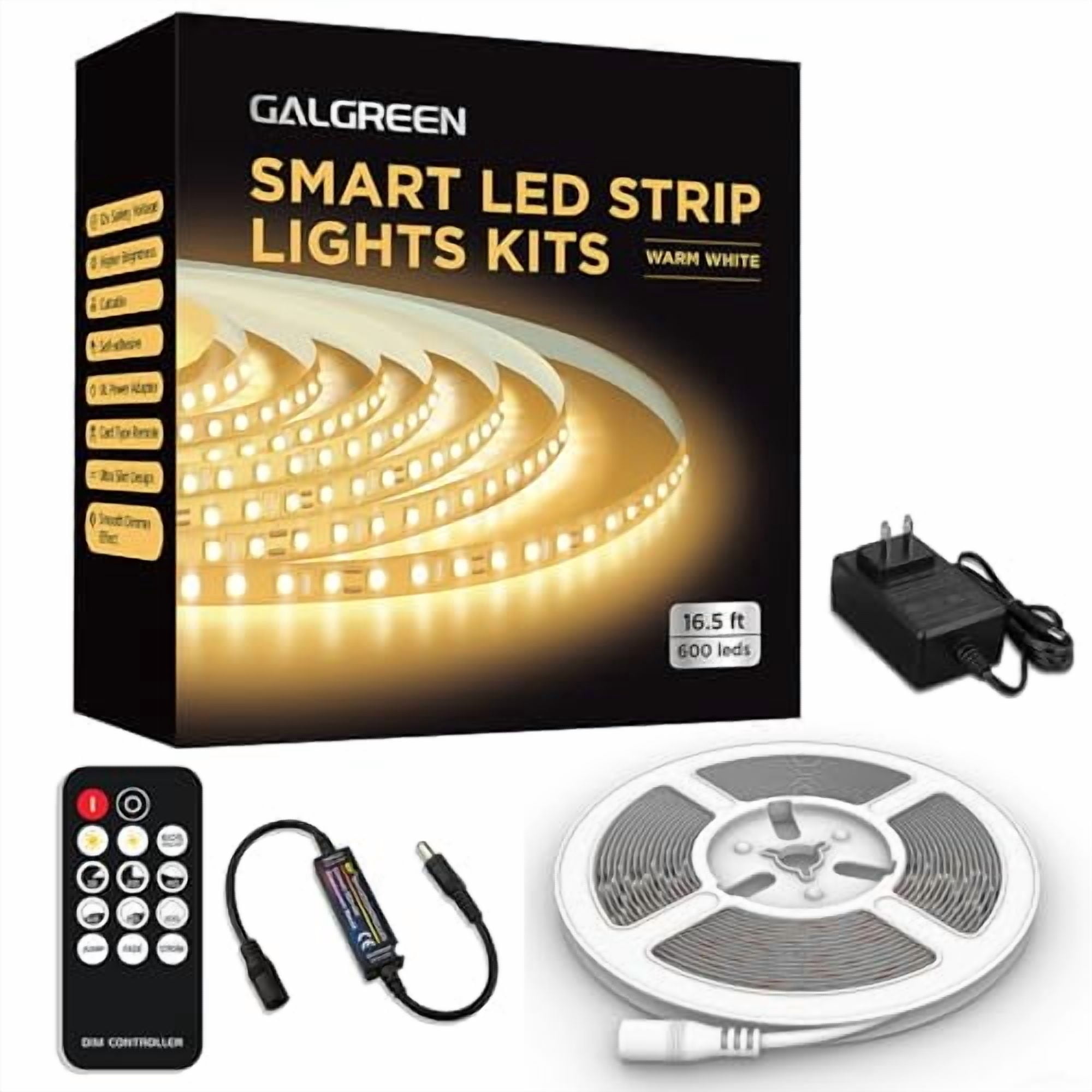 Strong Led Light Galgreen Warm White LED Strip Lights, 16.4ft Smart LED Light Strip ...
