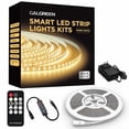 thumbnail image 1 of Galgreen Warm White LED Strip Lights, 16.4ft Smart LED Light Strip 3500K with Dimmable Remote & Adapter, Strong Adhesive, 600 LEDs Flexible Tape Lights for Vantiy Mirror, Kitchen Cabinet, Bedroom, 1 of 6