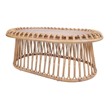 New Pacific Direct Galia Rattan Oval Coffee Table w/ Wood Top
