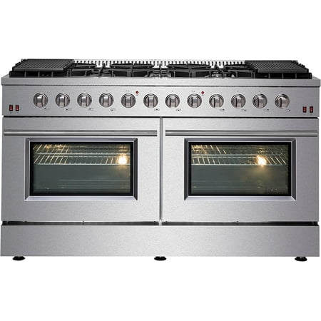 Forno Appliances - Galiano Alta Qualita 8.64 cu.ft. Freestanding Double Oven Gas Range with Convection Oven - Stainless Steel
