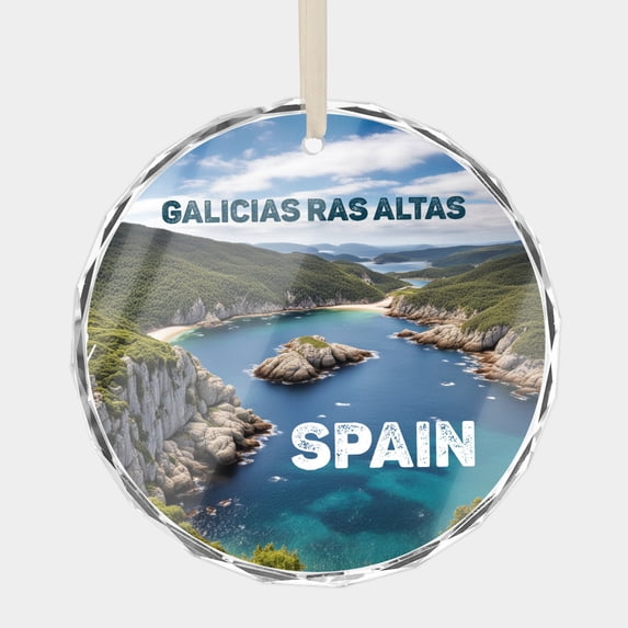 Galicias Ras Altas Spain Spanish Travel Keepsake Trip Souvenirs 3" Premium Crystal Glass Christmas Ornament Vacation Memory Xmas Tree Gift Ornaments