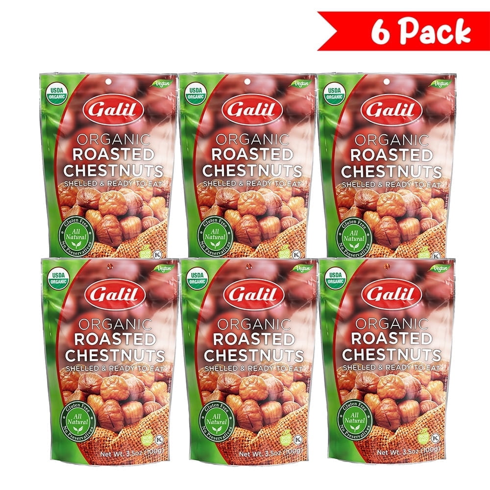 Galil Ready-to-Eat Organic Roasted Chestnuts, 3.5 oz, Shelled