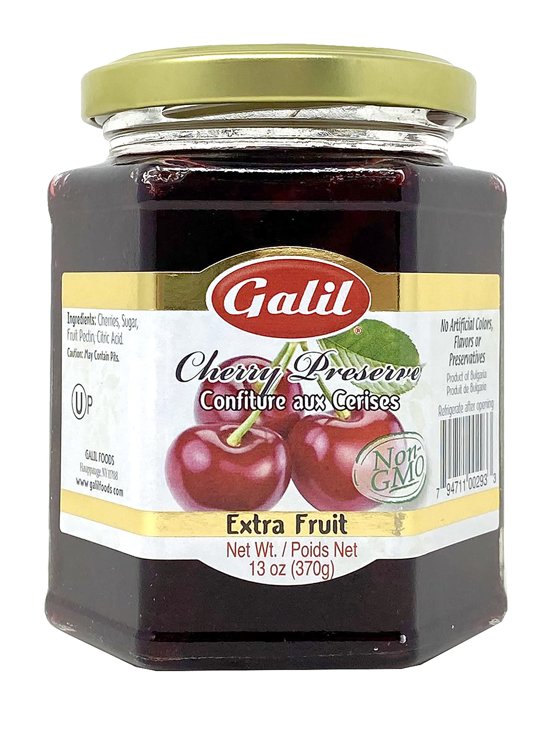 Galil Fruit Preserves NonGmo Cherry Jam, Kosher Fruit Preserves With