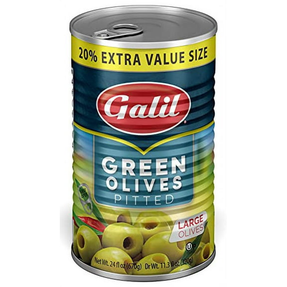 Galil Green Pitted Olive + 20% Extra Value Size, 24 Fl Oz (Pack of 6)