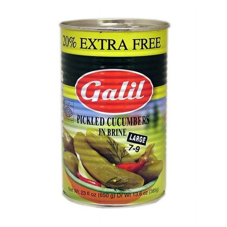 Galil Pickled Cucumbers in Brine, (Large 7-9) + 20% Extra, 23-Ounce Cans (Pack of 12)