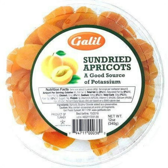 Galil Sundried Apricots Kosher For Passover 12 Oz. Pack Of 6.