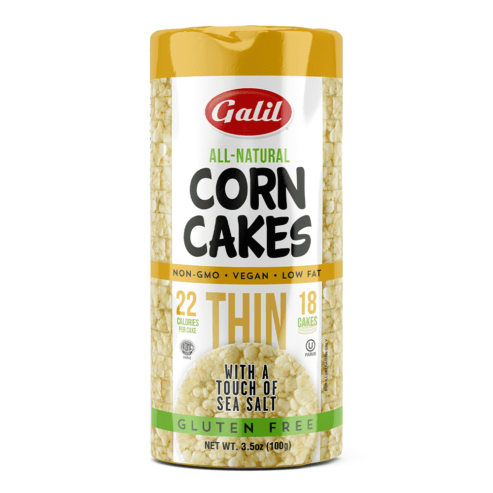 Galil Thin All-Natural Corn Cakes with Sea Salt, Vegan & Gluten Free Snacks, Low Salt Snacks, 3.5 oz Pack (18 Count)