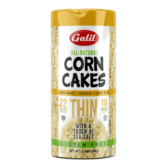 Galil Thin All-Natural Corn Cakes with Sea Salt, Vegan & Gluten Free Snacks, Low Salt Snacks, 3.5 oz (18 Count)