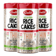 Galil Thin Multigrain Rice Cakes with Chia Seeds & Salt, Vegan & Gluten Free Snacks, 3.5 oz 3-Pack (18 Count)