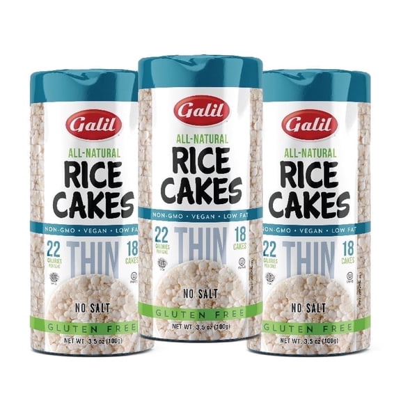 Galil Thin Rice Cakes | Round | No Salt | Pack of 3 | 3.5 oz