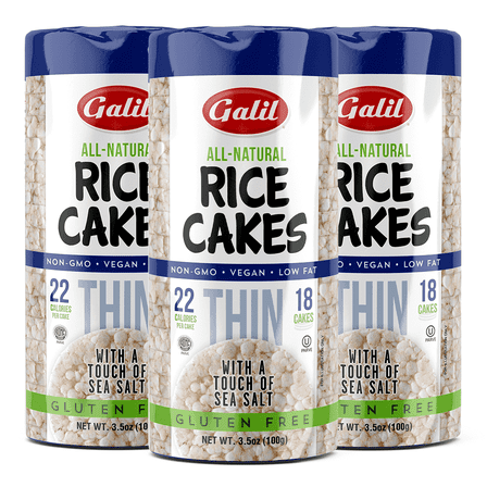 Galil Thin Rice Cakes with Sea Salt Vegan and Gluten Free Snacks, 3.5 oz 3-Pack