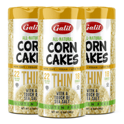 Galil Thin All-Natural Corn Cakes with Sea Salt, Vegan & Gluten Free Snacks, Low Salt Snacks, 3.5 oz 3-Pack (18 Count)