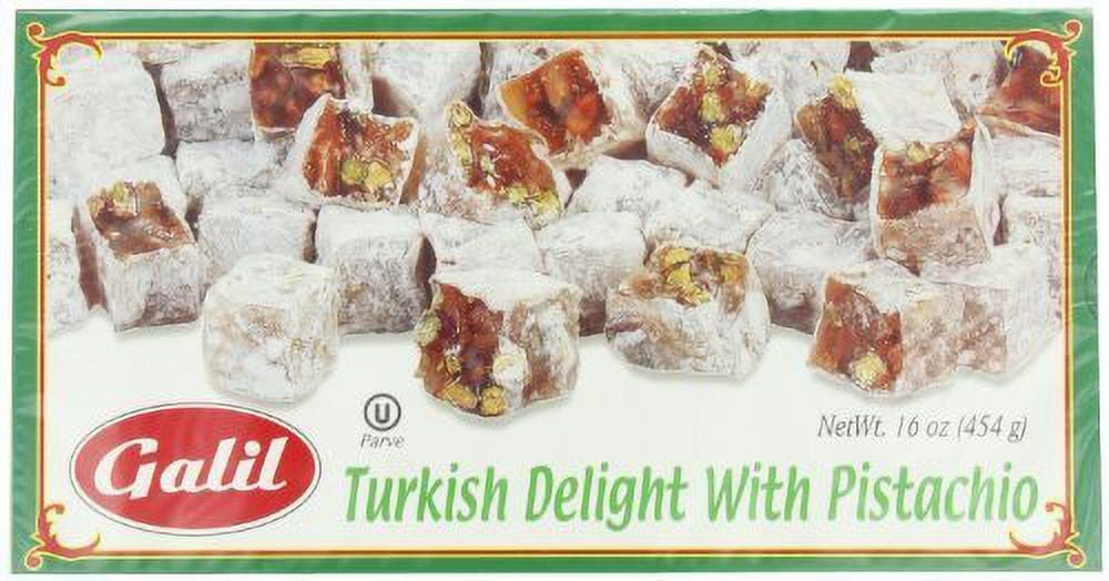 Galil Turkish Delight, Pistachio, 16-Ounce Boxes Pack of 4 by Galil