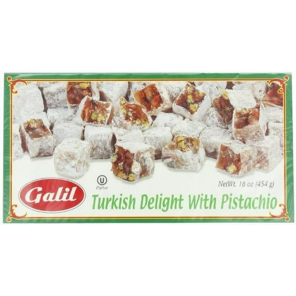 Galil Turkish Delight, Pistachio, 16-Ounce Boxes Pack of 4 by Galil