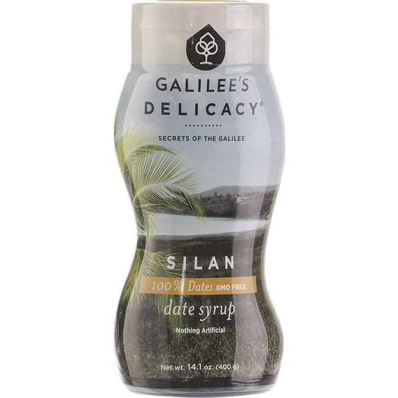 Galilee's Delicacy Pure Date Honey, 100% Silan Date Syrup in Squeeze Bottle Sugar and GMO Free 400g
