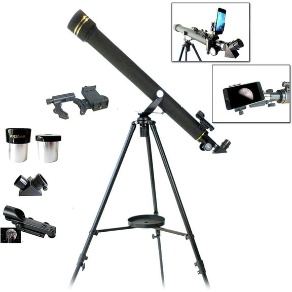 Galileo 800m x 60mm Astronomical and Terrestrial Refractor Telescope Kit with Smartphone Photo Adapter