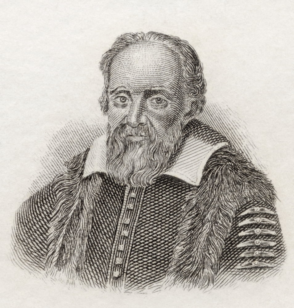 Galileo Galilei 1564 To 1642 Italian Physicist Mathematician Astronomer And Philosopher From Crabbs Historical Dictionary Published 1825 Canvas Art - Ken Welsh Design Pics (14 x 15)