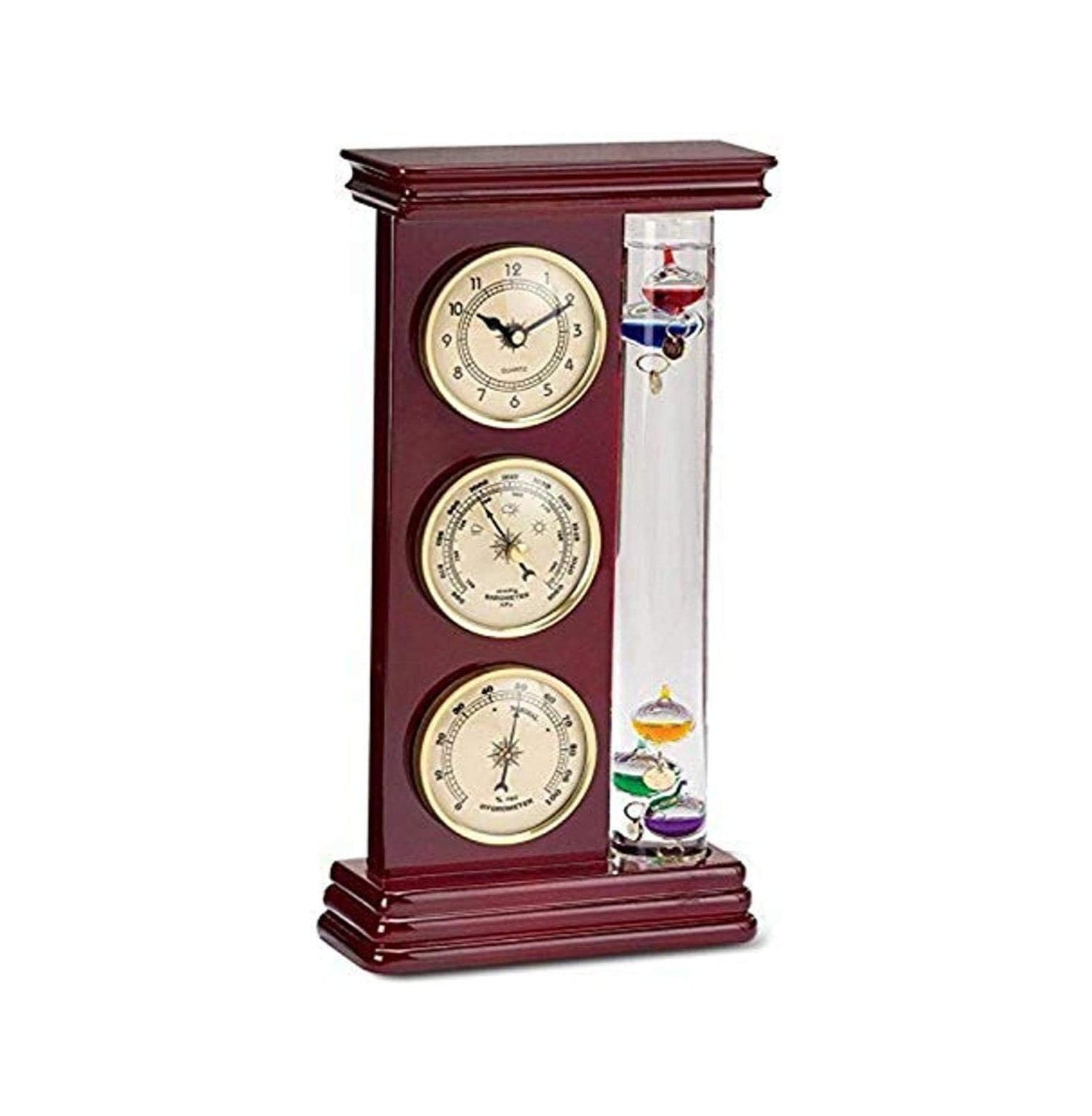 Galileo Glass Thermometer Clock Barometer Hygrometer 12Inches Tall