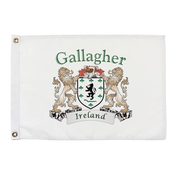Gallagher Irish Coat of Arms Small White Flag - 16"x10.5" inches