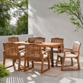 thumbnail image 1 of Gallagher Outdoor Acacia Wood 7 Piece Dining Set, Teak Finish, 1 of 8