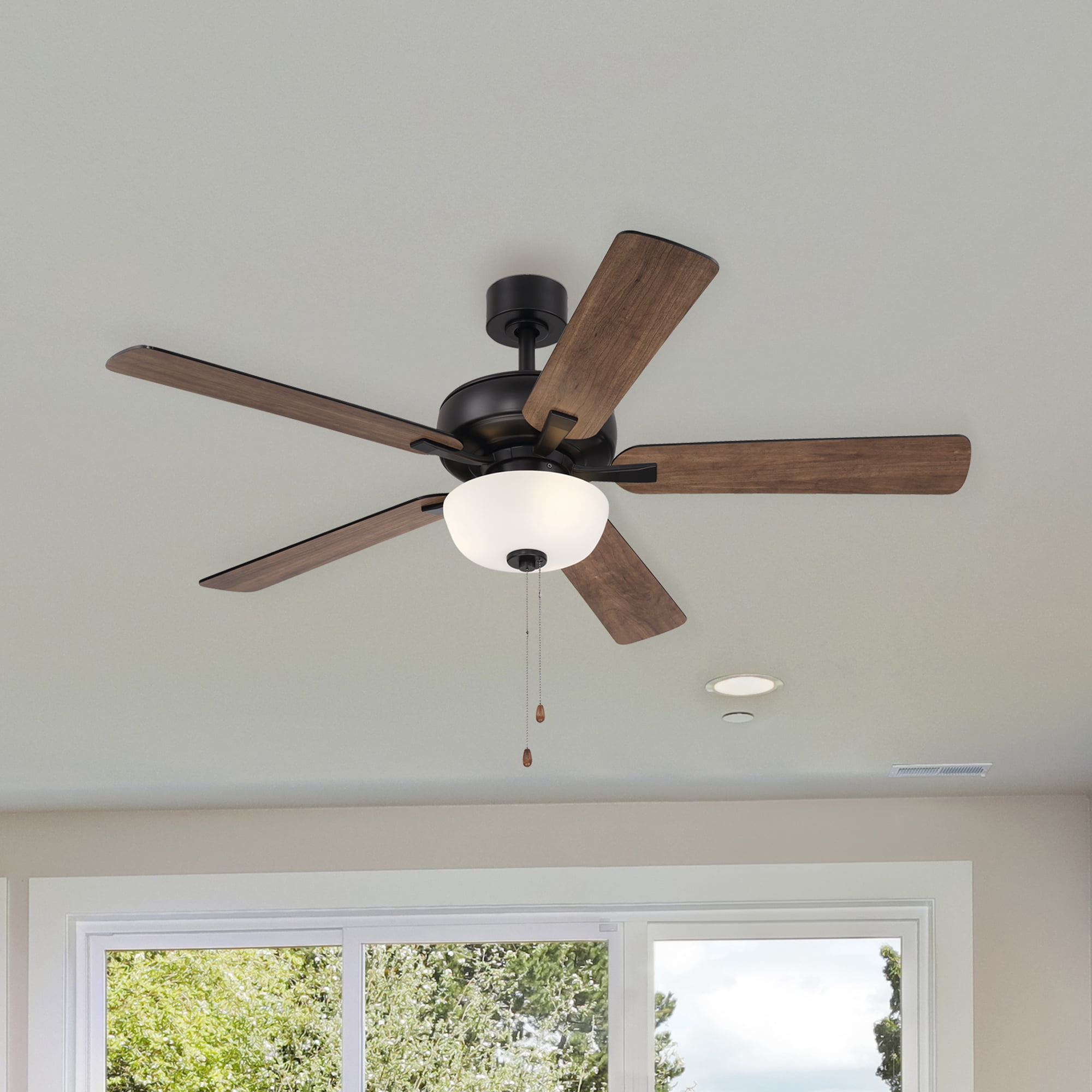 Gallant 52 in. Indoor/Covered Outdoor Matte Black Standard Mount Ceiling Fan with Light Kit and Pull Chain Control