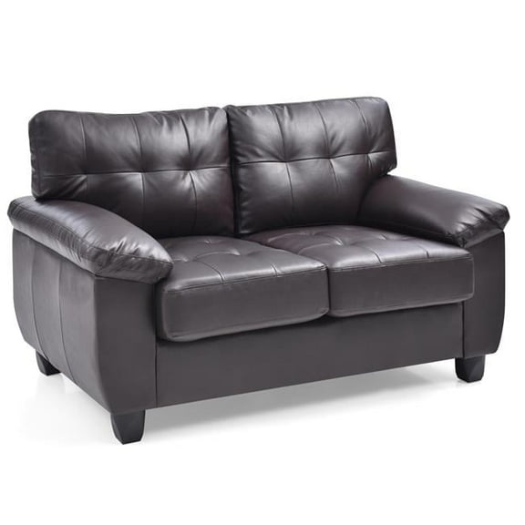 Gallant 57 in. Flared Arm Faux Leather Straight Sofa in Cappuccino