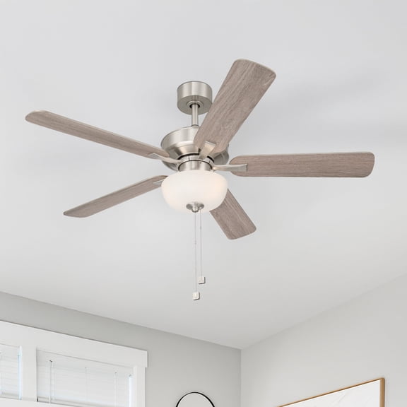 Gallant II 52 in. Indoor/Covered Outdoor Brushed Nickel Transitional Ceiling Fan with Three 3000K LED Bulbs Included