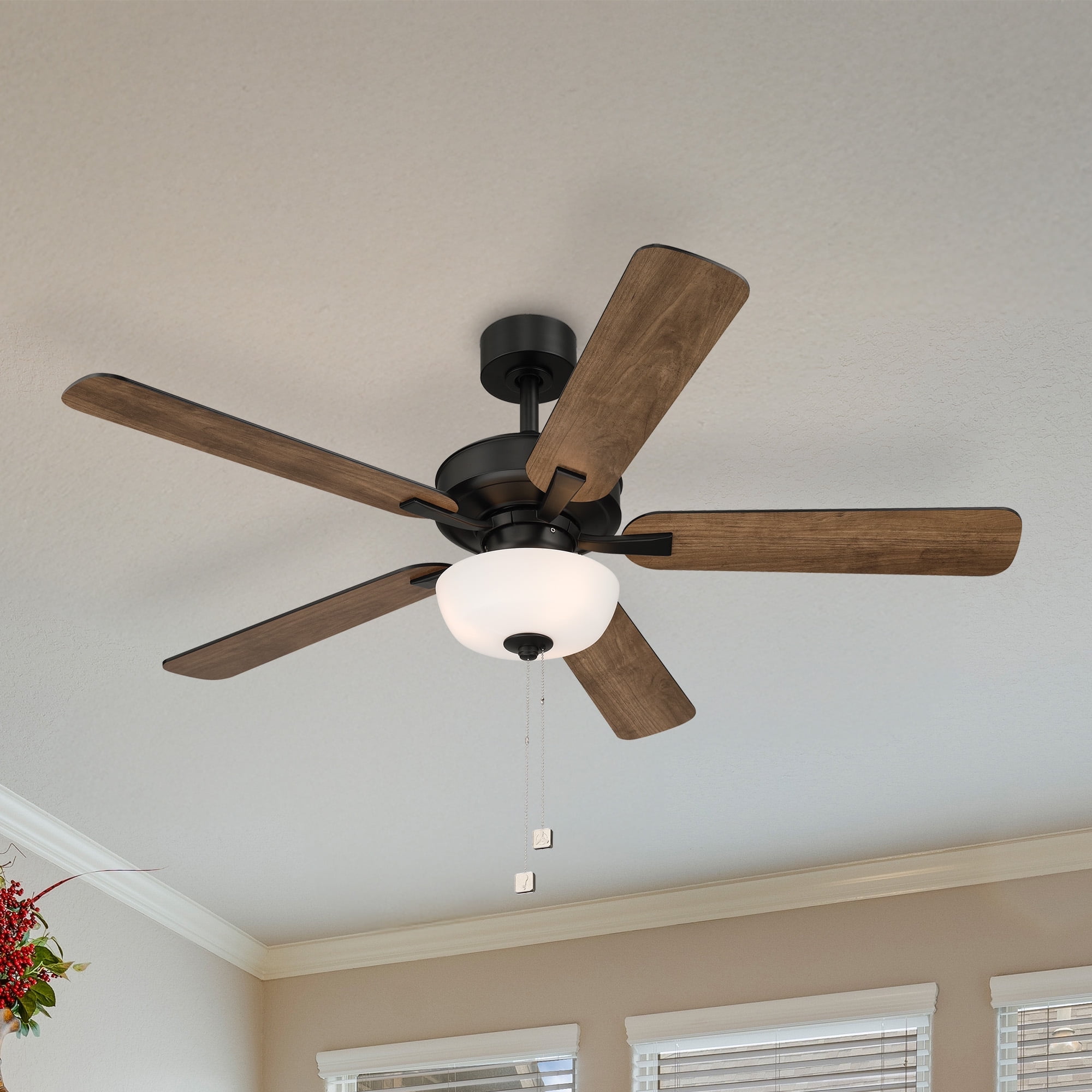 Gallant II 52 in. Indoor/Covered Outdoor Matte Black Transitional Ceiling Fan with Three 3000K LED Bulbs Included
